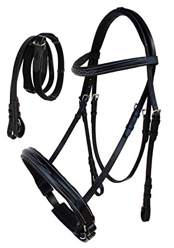 CHALLENGER Horse English Black All-Purpose Trail Pleasure Leather Bridle Reins 805EB02BK-F - Thumbnail 3