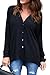 Sunfury Women Cuffed Long Sleeve Button Down Shirts Casual V Neck Blouses Tops