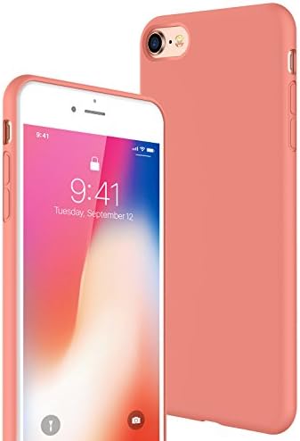 iPhone 7 Silicone Case, iPhone 8 Silicone Case, GearART Silicone Gel Rubber Case Shockproof Heavy Duty Protective Cover Case for Apple iPhone 8 / iPhone 7 [Support Wireless Charging] - Coral Pink