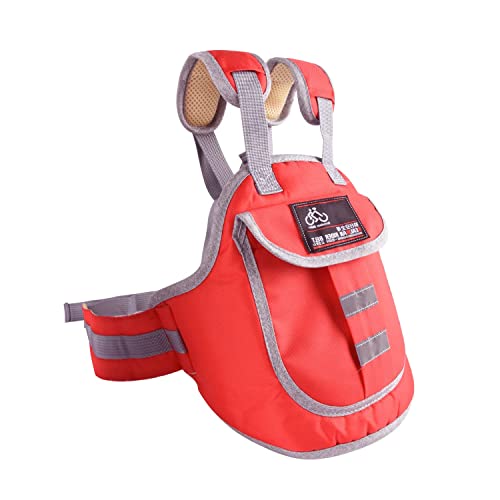 OUSEXI Motorcycle Harness for Kids, Breathable Adjustable Motorcycle Child Safety Harness with Storage Bag,Suitable for Children Aged 2-10 Years-Red