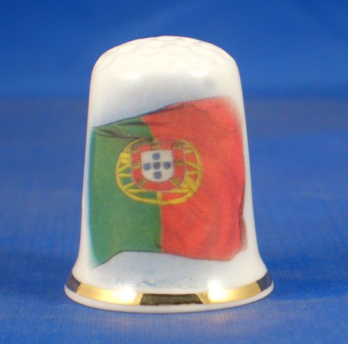 Porcelain China Collectable Thimble -- Flag of Portugal with Free Gift Box