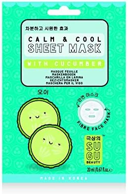 SUGU Korean Calm & Cool Cucumber Face Sheet Masks, 12-Count