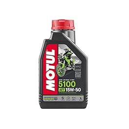 Motul 104080 5100 4T Hybrid 15W-50 API SM Technosynthese Semi Synthetic Engine Oil for Bikes (1 L)
