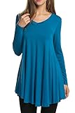 HOTOUCH Women's V-Neck Long Sleeve Casual Jersey Tunic Tops