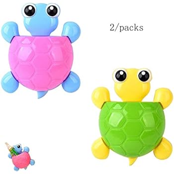 Cartoon Suction Turtle Shape Toothbrush Holder, Storage Box Rack, Powerful Wall Suction Cup for Storage Toothbrush Toothpaste Pens and Other Small Items - Ideal for Home Office Use2PCS (Pink green)