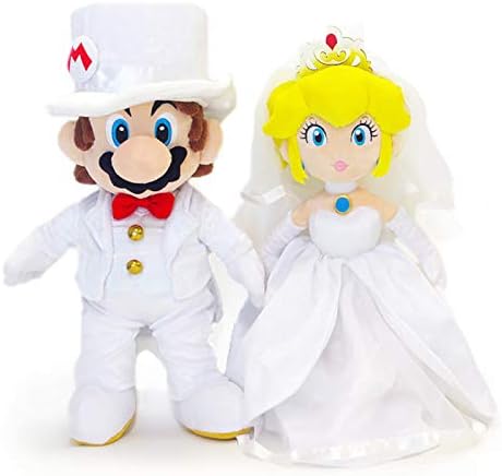 Amazon 電報屋のエクスメール ぬいぐるみ マリオ ピーチ ウェディングスタイル 電報なし スーパーマリオ オデッセイ ピーチ姫 お祝い ギフト ぬいぐるみ おもちゃ