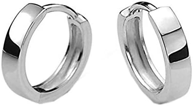 Unisex 925 Sterling Silver Plated Vintage Smooth Face Round Womens Mens Hoop Earrings