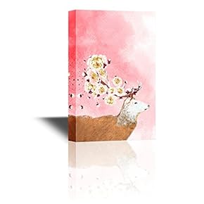 Canvas Wall Art - Deer with Flowers in Antlers - Gallery Wrap Modern Home Art | Ready to Hang - 12x18 inches