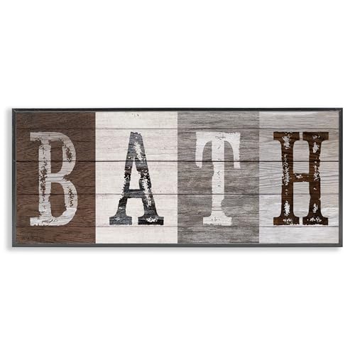 Stupell Industries Rustic Bath Letters Black Framed Giclee Art, design by Susan…