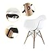 ELERANBE Set of 2 (Two) White Arm Chair- Eames Eiffel Style Lounge ArmChair Chairs Natural Wood Wooden Legs for Dining Room Living Room Cafe Kitchen