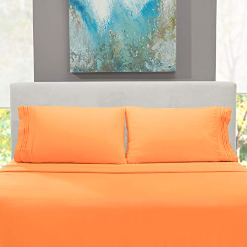 6 Twin+Size+Sheets+Orange+Microfiber