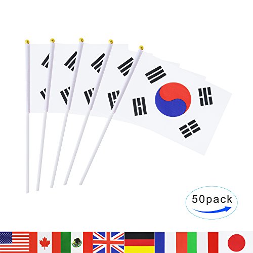 South Korea Stick Flag,TSMD 50 Pack Hand Held Small Korean National Flags On Stick,International World Country Stick Flags Banners,Party Decorations For World Cup,Sports Clubs,Festival Events - Thumbnail 4