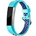 Maledan Replacement Bands Compatible for Fitbit Alta, Fitbit Alta HR and Fitbit Ace, Accessory Sport Bands Air-Holes Breathable Strap Wristbands with Stainless Steel Buckle, Teal/Blue, Small