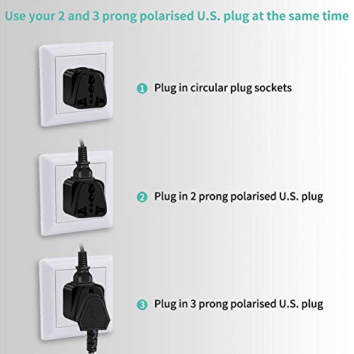 European Adapter,UROPHYLLA Travel Adapter 2 Pack European Power Adapter Schuko Plug Adapter,Universal Plug Adapter for Germany France Denmark Iceland Netherlands Finland Russia Greece Spain etc