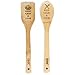 Unique Bamboo Cooking Spoon & Spatula Set - Keep Calm & Cook Design | Wooden Kitchen Utensils Set | Includes (1) Spoon (1) Spatula | Great For Home Decor Or Cute Chef Gift