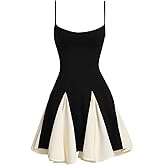 Women Summer Mini Dresses Flexible Spaghetti Strap Flowy A Line Short Dress for Party Night Out Sleeveless Casual Sundress