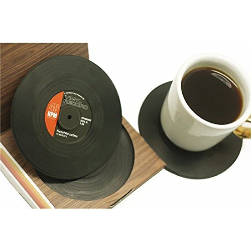 HoEdge - Sottobicchieri, a fora di dischi in vinile, 6 pezzi, stile