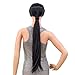 SWACC Women Long Straight/Curly Wavy Wrap Around Ponytail Extension Synthetic Hair Piece Clip in Hair extensions (Straight, 1B#-Off Black)