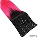 PrettyWit Clip in on Hair Extensions Full Head Ombre Straight Double Weft 23-24 Inch Long Hairpiece 7pcs/set for Women-Black to Pink 1BTPINK