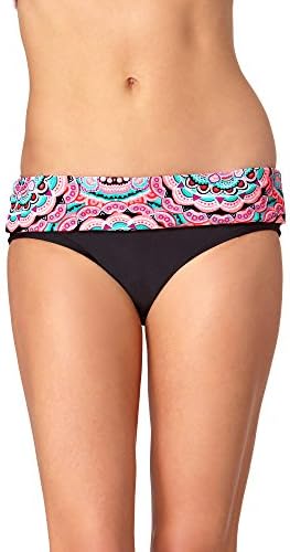 Collections By Catalina Women's Medallion Burst Scoop Bikini Bottom (Medium, Coral Freeze)