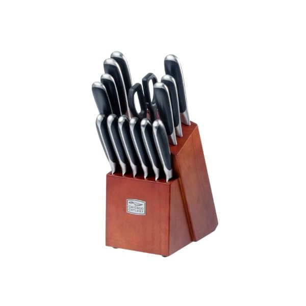Chicago Cutlery Belden 15 Piece Premium Kitchen Knife Set with CherryStain Block, Stainless