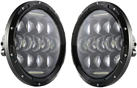 Dreamthinker DT Philip LED Chip Headlights Assembly for Jeep Wrangler JK/TJ Dodge Chrysler 75W Off Road Headlights for Cars H4 to H13 Adaptor, 7" L x 7" W, 1 Pair