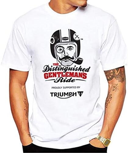 Men Triumph Motorcycles and Biker White Print Graphic Tees Shirts Tops