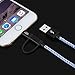 CableCreation 0.8 Feet 2-in-1 Short Lightning and Micro USB to USB Data Sync Charging Cable, [MFi Certified] Compatible with iPhone 11/ X/ 8/8 Plus/ 7/6, iPad, Samsung, LG, HTC, Blue&White 0.25M
