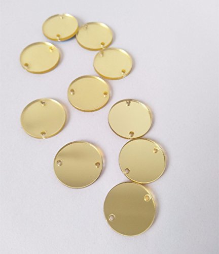Sew On Round Mirror Beads, DIY Mirrored Rhinestones For Costume Evening Dresses Cloth Garment Decoration Accessory (2x2cm, Gold)