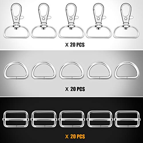 Swivel Keychain Clips, D Ring (25Mm) Metal Key Chain Hooks Clips