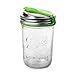 Ecojarz: Wide-Mouth Pop-top Sealable Drinking Jar Lid! Stainless Steel and Silicone. Non-plastic (Lime Green)