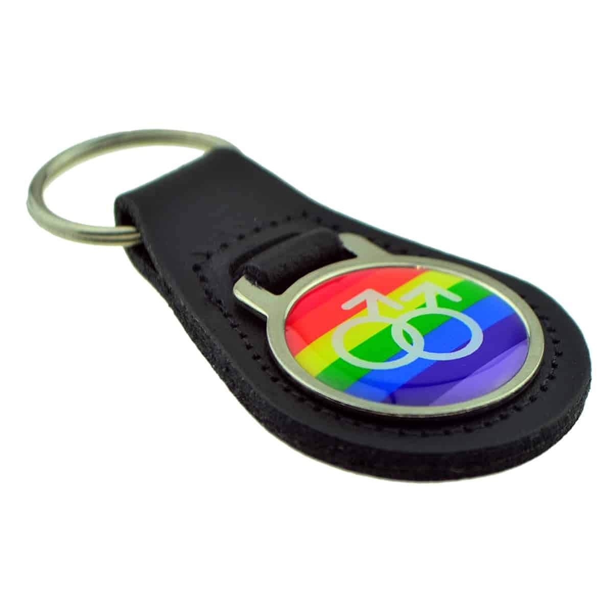 Ashton and Finch Same Sex Male Sign Rainbow Keyring Ideal for Gay Pride and LGBT Gifts