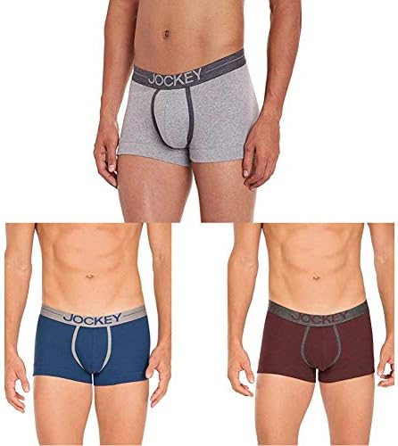 Jockey Men’s Cotton Modern Trunks-Pack of 3 (Large_Grey Melange_Estate Blue_Mauve Wine) Jockey Men’s Cotton Modern Trunks-Pack of 3 (Large_Grey Melange_Estate Blue_Mauve Wine)