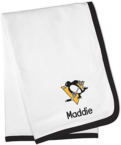 Designs By Chad and Jake Pittsburgh Penguins Personalized Baby Blanket (White)