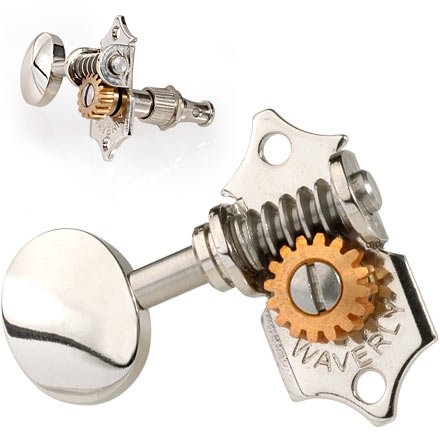 Waverly Guitar Tuners with Vintage Oval Knobs, for Solid Pegheads, Nickel, 3L/3R