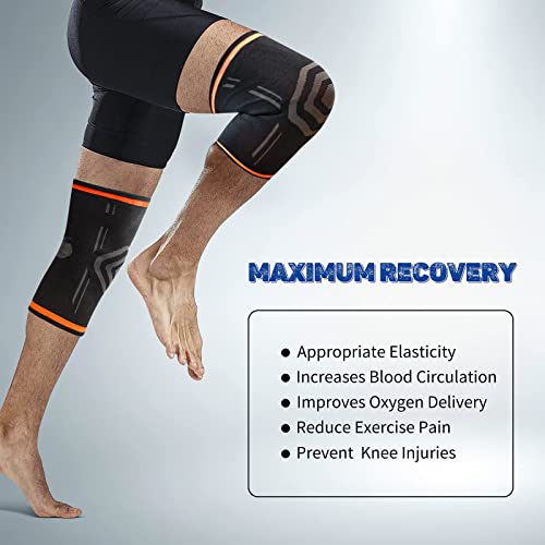 Anoopsyche Ginocchiera Ortopedica Sportiva Compressione Ginocchio, Tutore Ginocchio Legamenti Menisco artrite, tendinite, corsa, squat, sport (XL, arancia)