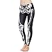 Ensasa Women's Fashion Digital Print Black White Skeleton Spandex Leggings (XX-Large, Black)