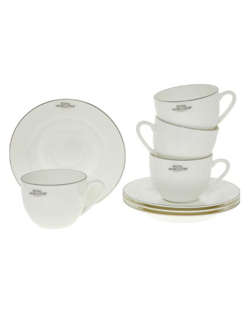 Portmeirion Home & Gifts Royal Worcester Serendipity Platinum Teacup and Saucer 0.22L (Set of 4