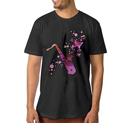 ZhiqianDF Butterfly Saxophone Men's Soft T Shirt Black 5XL