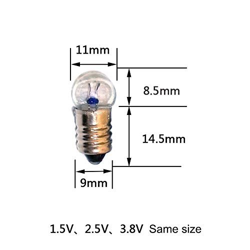 TOTOT 10pcs E10 Mini Light Bulbs 2.5V 0.3A Physical Electrical Experiment Screw Base Indicator Light Incandescent Bulb Old-Fashioned Flashlight Lamp