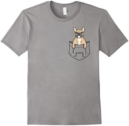 Men's French Bulldog Pocket T-Shirt Large Slate