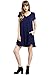 Mitto Shop Women's ECO-FRIENDLY Premium Bamboo Fiber V-Neck Trapeze Knit Dress (Small, Navy)