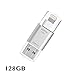 [Apple MFi Certified] USB 3.0 Flash Drive for iPhone iPad, GMYLE Mini External Storage Memory Expansion USB Stick with Lightning Connector (128GB) (Silver)