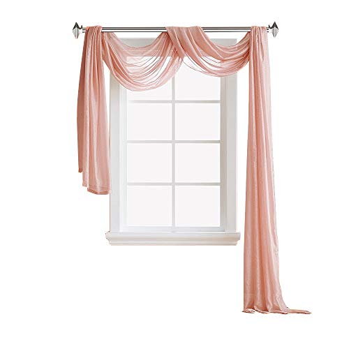 Warm Home Designs Standard 54" (Width) x 144" (Length) Sheer Light Orange (Peach) Color Window Scarf. All Premium Valance Scarves are Great for Any Window, Bed, Wall or Other DIY Project. K Coral 144"