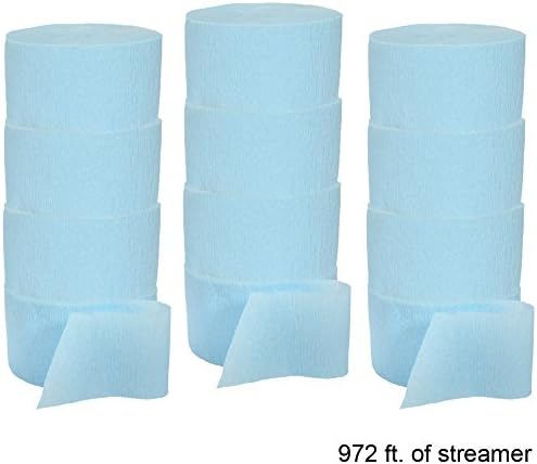 Crepe Paper Party Streamer Decorations 12 - 81 foot Rolls for Party Wedding Shower DIY (Baby Blue)