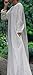 Soojun Women's Pure Cotton V Collar Maxi Dresses with Bawting Sleeve Beige Long Sleeve