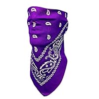 Dark Purple Paisley VELCRO®Brand Adjustable Close Bandanna Mask Face Cover Reversible Dust, Bug Mask, Sun and Exhaust Protection, Motorcycle ATV Rider Hand Made By My Skull Store