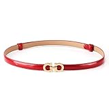 MoYoTo Women's Stylish Thin Patent Leather Gold Skinny Waist Belts For Dresses