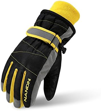 Waterproof Ski Gloves Kids Snowboarding - Winter Warmest and Water Snow Gloves for Mens,Womens,ladies and Kids (Black, S)