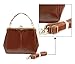 Vintage Style Kiss Lock PU Leather Fashionable Handle Shoulder Bag Satchel Purse Hobo Handbag Office Tote Classic Oversized Women/Girl Fashion Work School Office Lady Student Brown